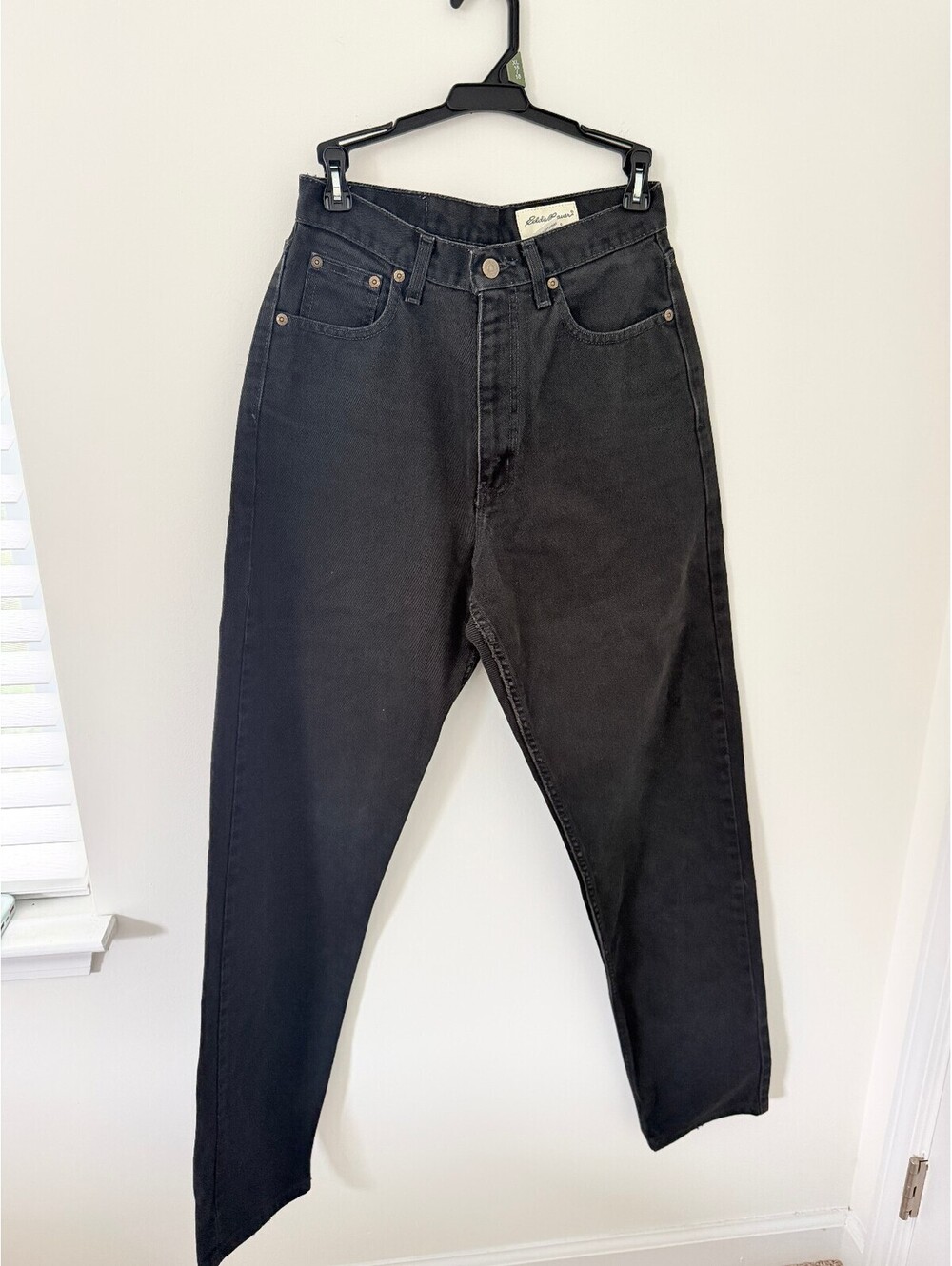 Eddie Bauer Women’s Size 8 Tall Black High Rise Jeans 100% Cotton Straight Leg